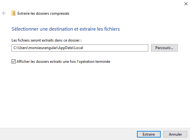 Extraire le fichier zip